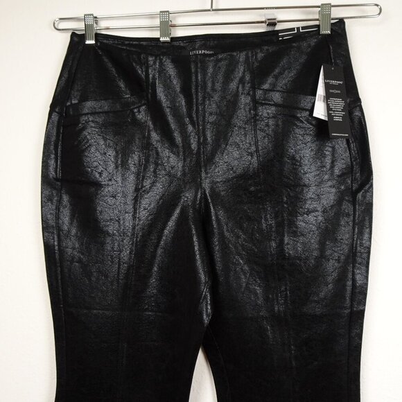 LIVERPOOL Stella Kick Flare Pants Women's Plus Size 18W Black Crackle Coated - Picture 4 of 13